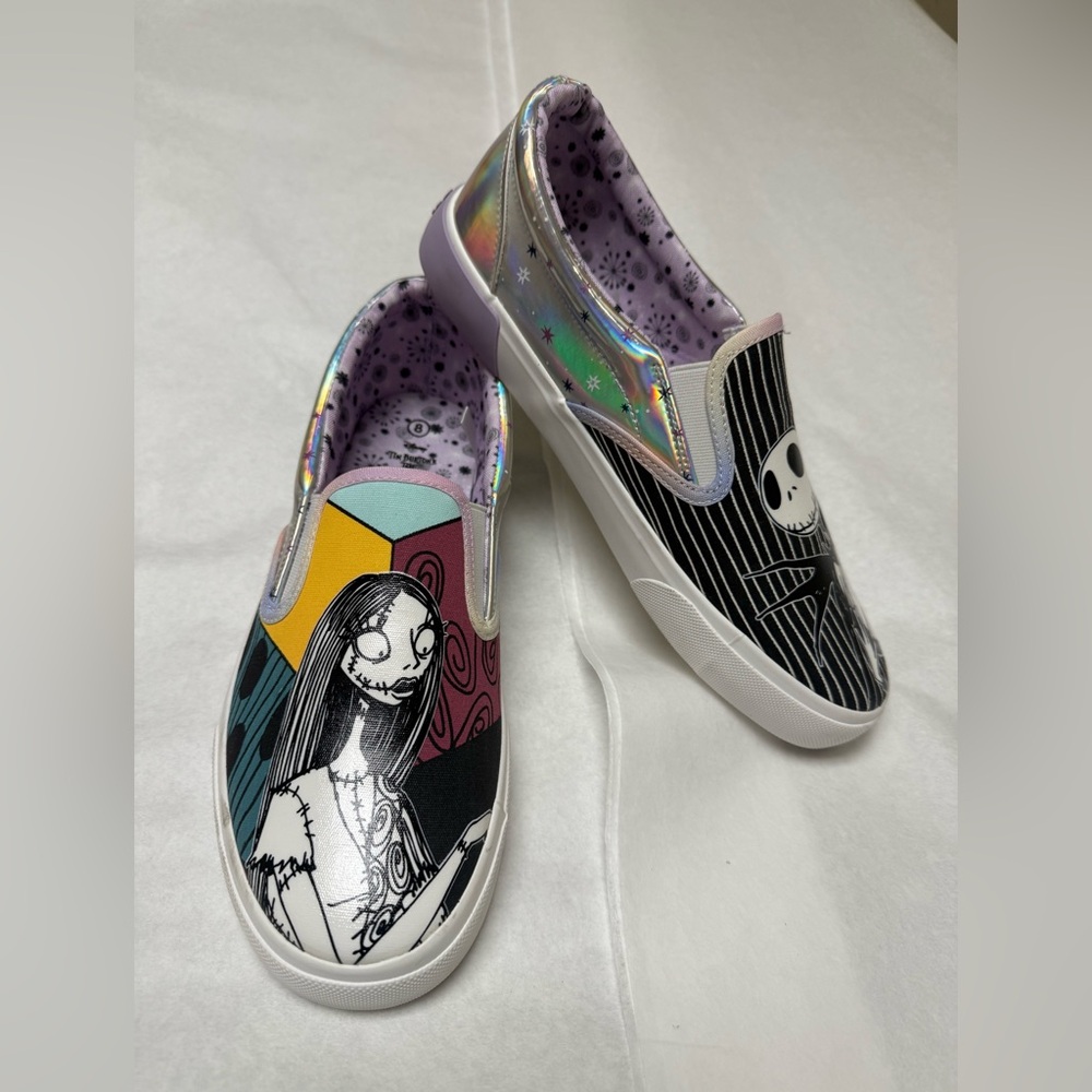 NwOt; Disney Shoes The Nightmare Before Christmas Jack & Sally Slip On Sneakers - Picture 9 of 9